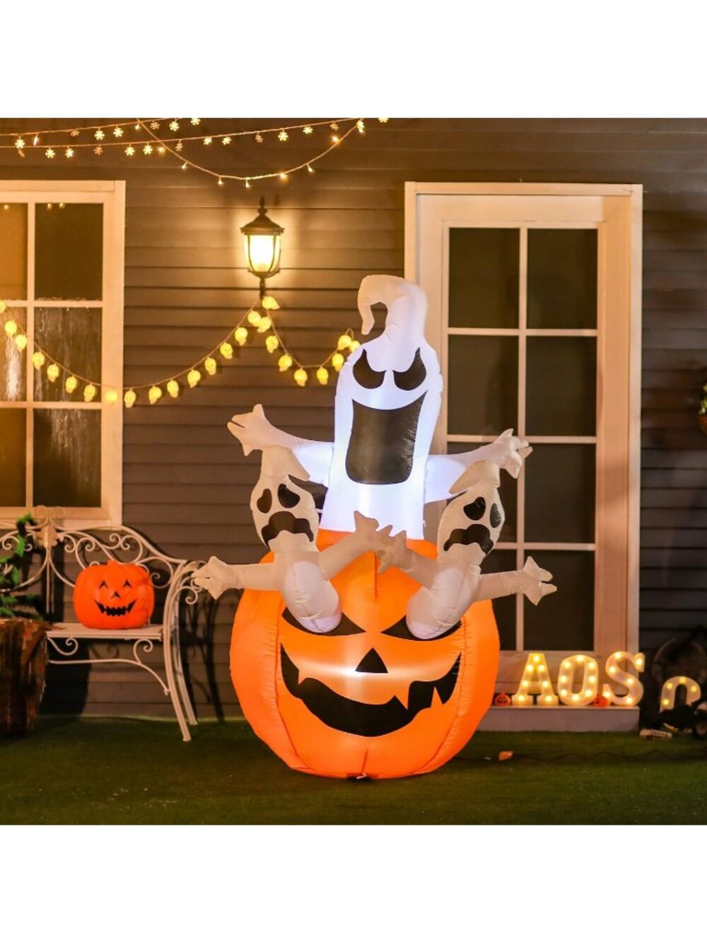 🎃 6FT Tall Halloween Inflatable Jack-O-Lantern and Ghosts Pumpkin Outdoor Decor